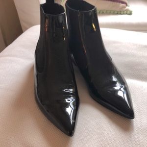 Zara Black Patent Pointed Toe Boots ~ 10 (41)